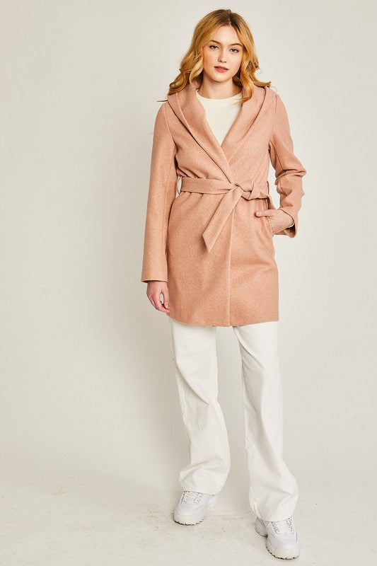 JQ Fleece Belted Hoodie Coat-Charmful Clothing Boutique