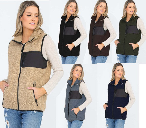 UNISEX WOMENS SHERPA FLEECE VEST TOP JACKET-Charmful Clothing Boutique