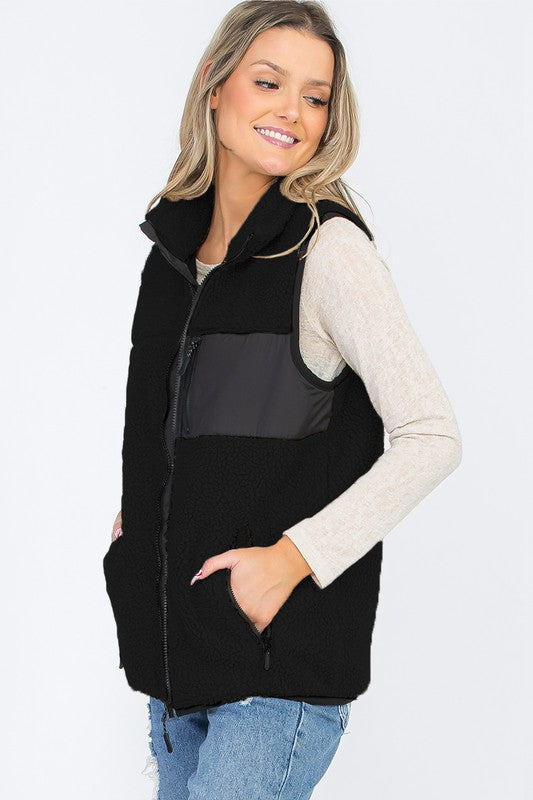 UNISEX WOMENS SHERPA FLEECE VEST TOP JACKET-Charmful Clothing Boutique