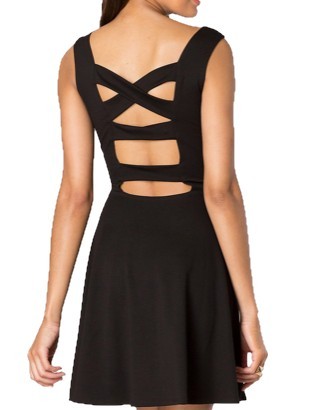 JUNIORS SLEEVELESS DRESS WITH CUT OUT BACK-Charmful Clothing Boutique