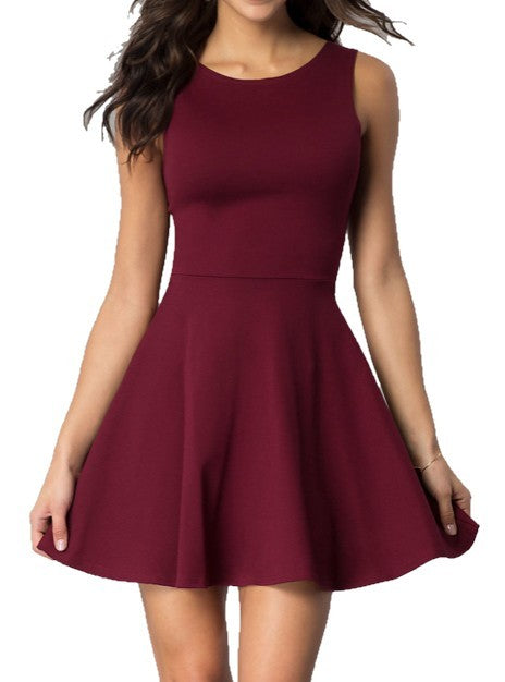 JUNIORS SLEEVELESS DRESS WITH CUT OUT BACK-Charmful Clothing Boutique