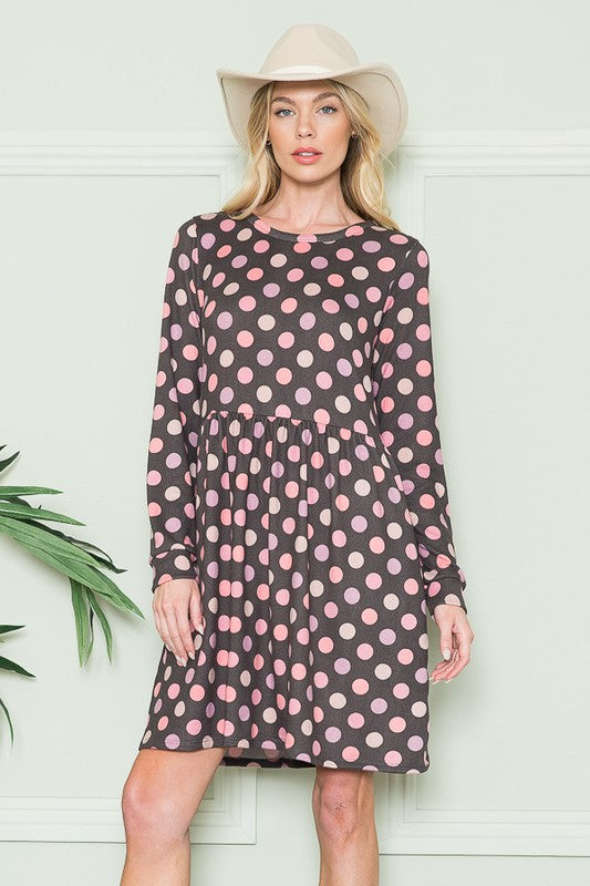 Cross Back Polka Dot Dress with Pockets-Charmful Clothing Boutique