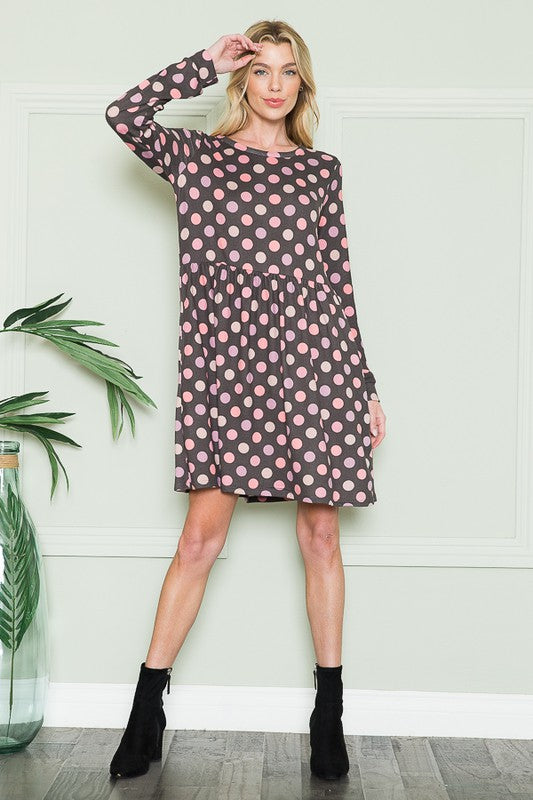 Cross Back Polka Dot Dress with Pockets-Charmful Clothing Boutique
