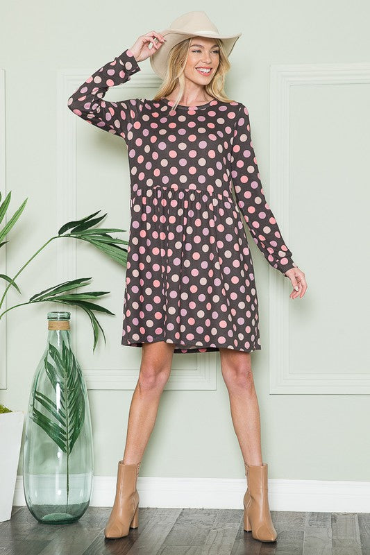 Cross Back Polka Dot Dress with Pockets-Charmful Clothing Boutique