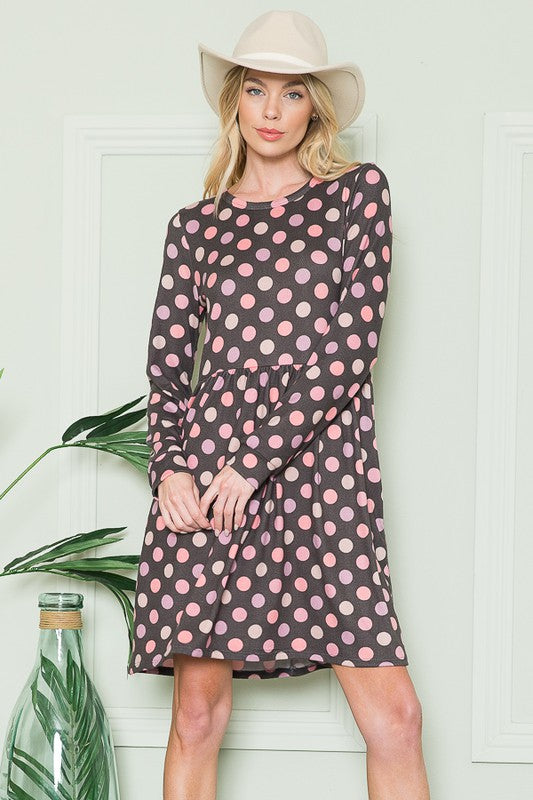 Cross Back Polka Dot Dress with Pockets-Charmful Clothing Boutique