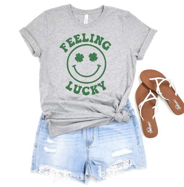 Shamrock Smile Feeling Lucky Graphic Tee-Charmful Clothing Boutique