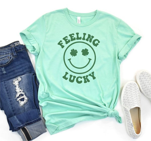 Shamrock Smile Feeling Lucky Graphic Tee-Charmful Clothing Boutique
