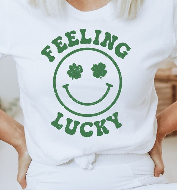 Shamrock Smile Feeling Lucky Graphic Tee-Charmful Clothing Boutique