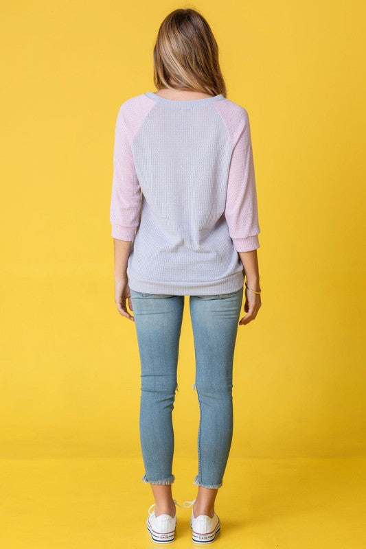 Waffle Knit Two Tone Tunic-Charmful Clothing Boutique