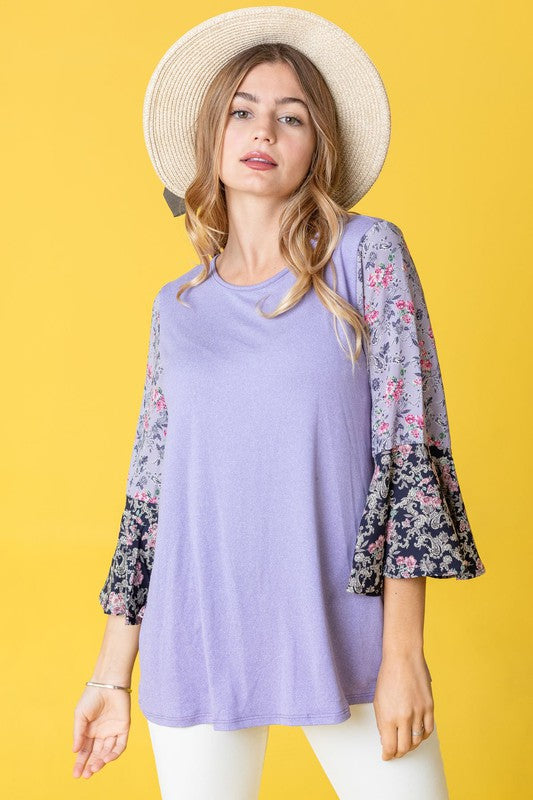 Color Block Ruffle Sleeve Tunic-Charmful Clothing Boutique