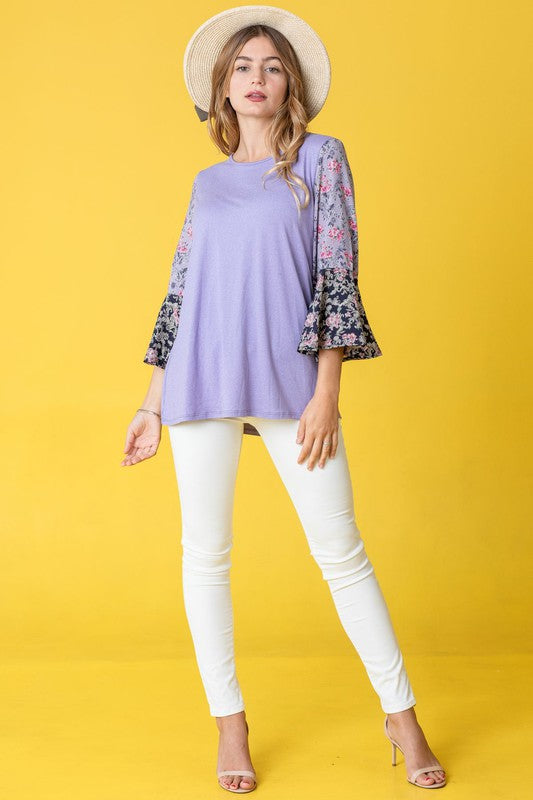 Color Block Ruffle Sleeve Tunic-Charmful Clothing Boutique