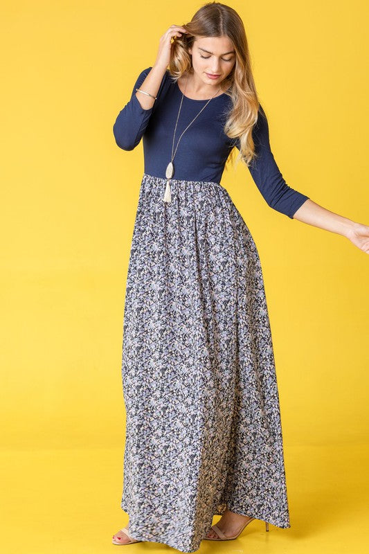 Ditsy Floral Maxi Dress-Charmful Clothing Boutique