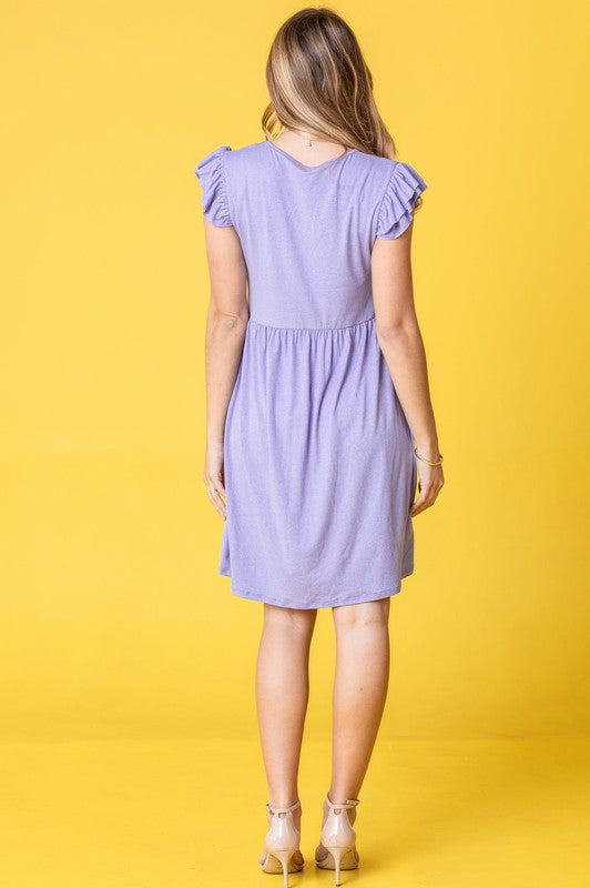 Solid Ruffle Cap Sleeve Midi Dress-Charmful Clothing Boutique