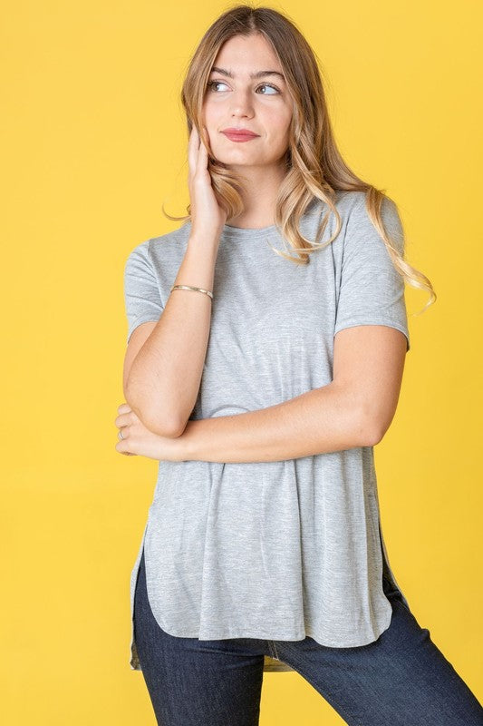 Solid Side Slit High Low Tunic-Charmful Clothing Boutique
