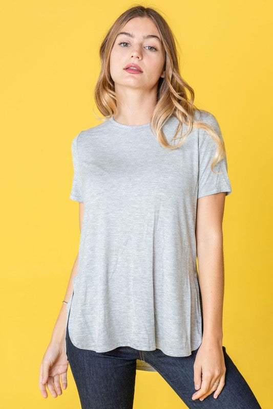 Solid Side Slit High Low Tunic-Charmful Clothing Boutique