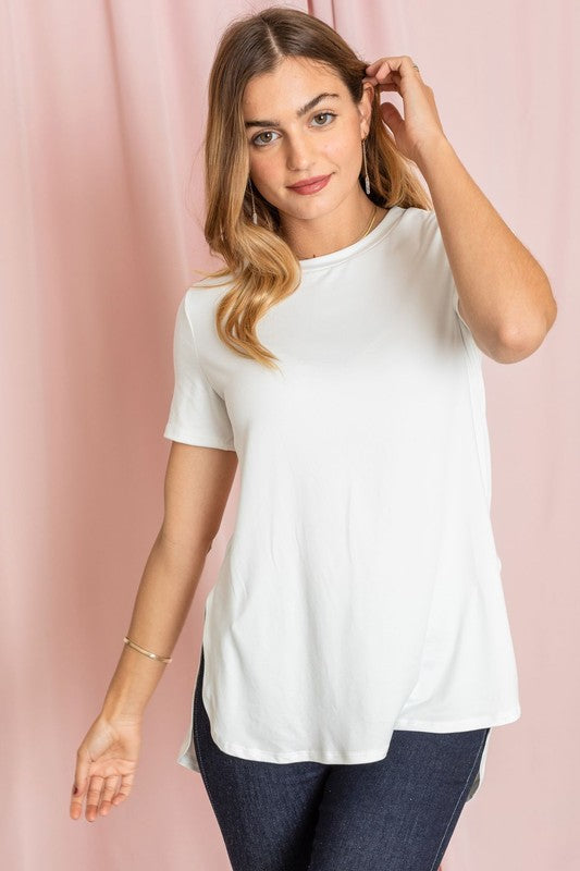 Solid Side Slit High Low Tunic-Charmful Clothing Boutique