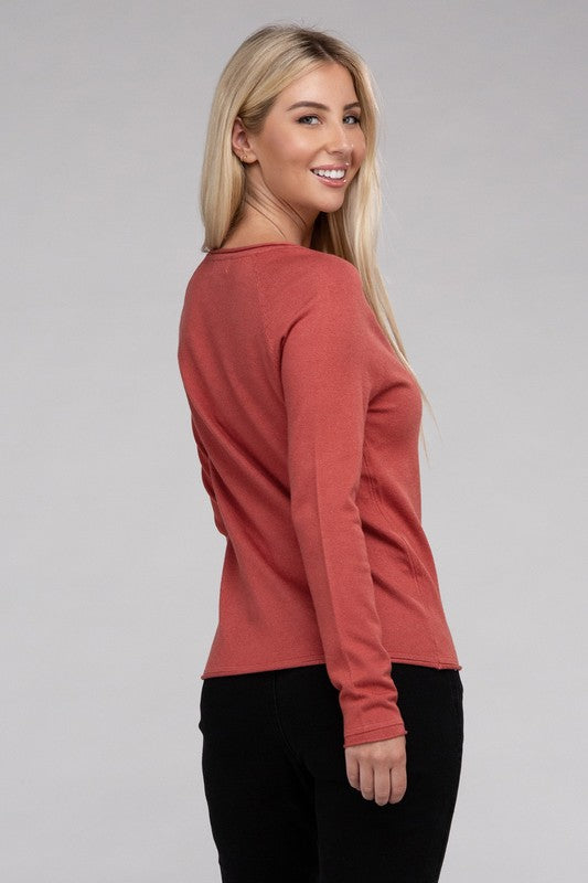 Viscose Round Neck Basic Sweater-Charmful Clothing Boutique
