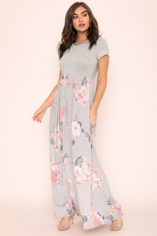 Plus Short Sleeve Floral Maxi Dress-Charmful Clothing Boutique