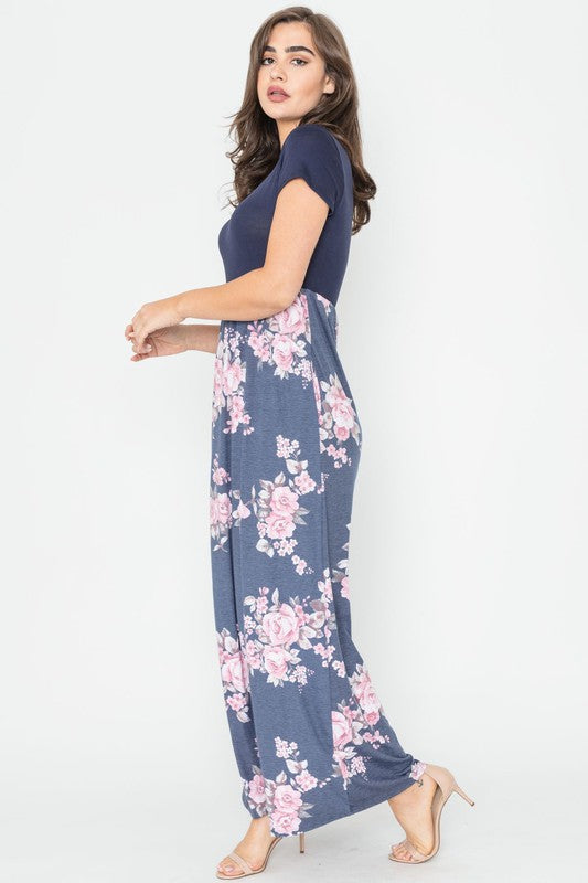 Plus Short Sleeve Floral Maxi Dress-Charmful Clothing Boutique
