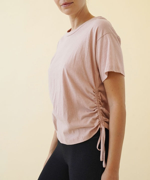 ADJUSTABLE SIDE SHIRRING CROP RECYLCED COTTON-Charmful Clothing Boutique