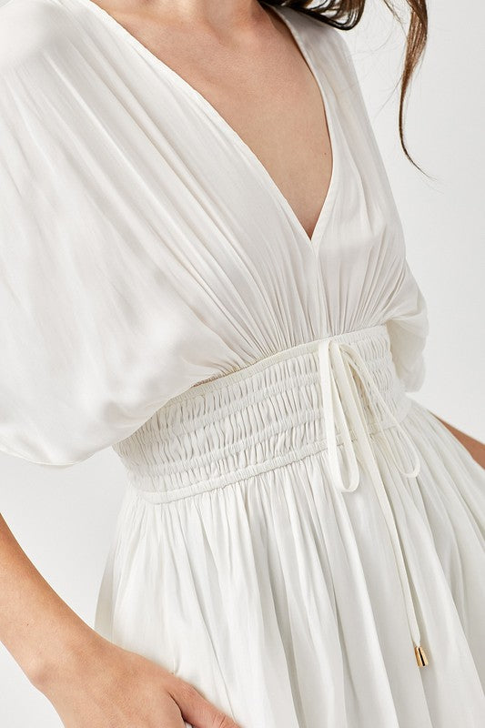 Smocked Waist with Tassel Strap Dress-Charmful Clothing Boutique