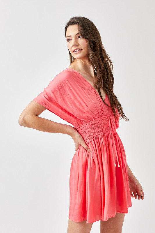Smocked Waist with Tassel Strap Dress-Charmful Clothing Boutique