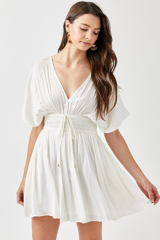 Smocked Waist with Tassel Strap Dress-Charmful Clothing Boutique