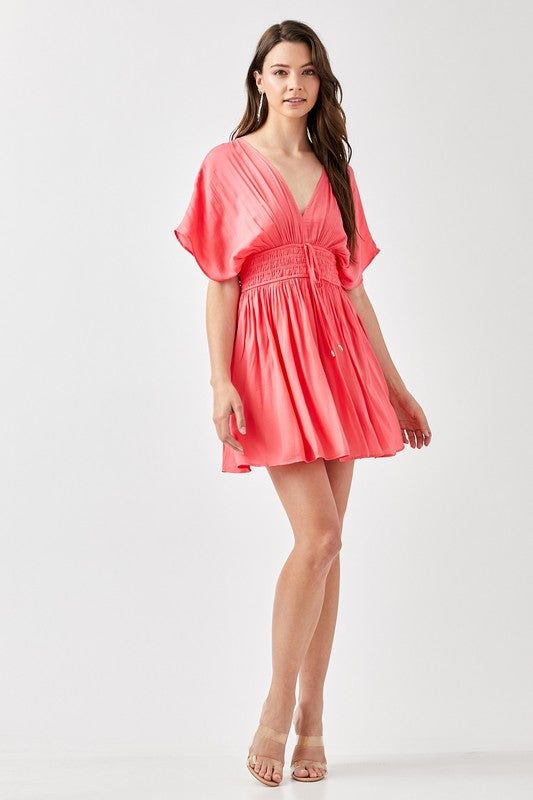 Smocked Waist with Tassel Strap Dress-Charmful Clothing Boutique