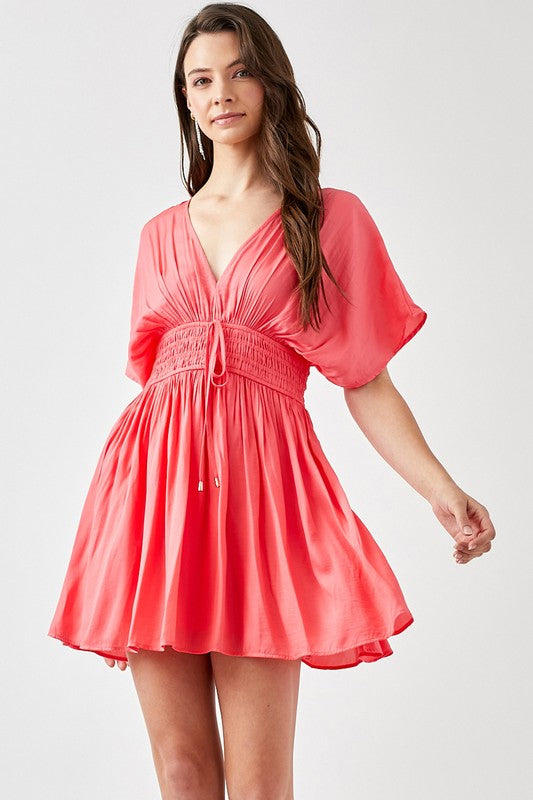 Smocked Waist with Tassel Strap Dress-Charmful Clothing Boutique