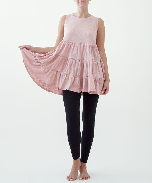 COTTON SLUB BABYDOLL TUNIC DRESS-Charmful Clothing Boutique
