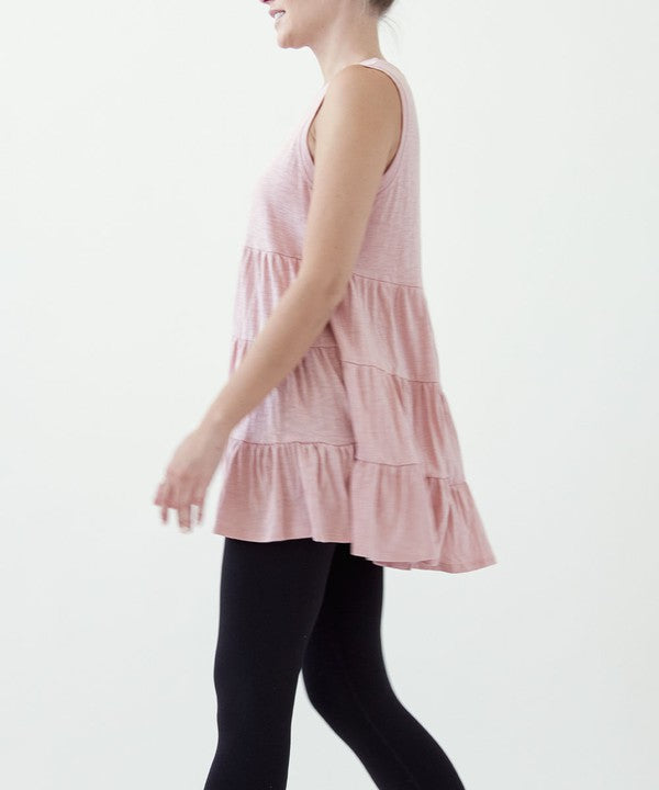 COTTON SLUB BABYDOLL TUNIC DRESS-Charmful Clothing Boutique