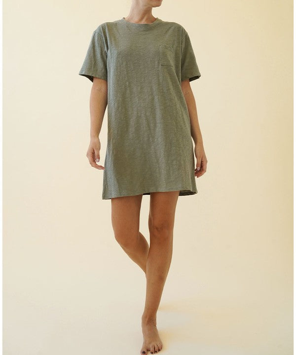 COTTON SLUB T SHIRTS DRESS-Charmful Clothing Boutique