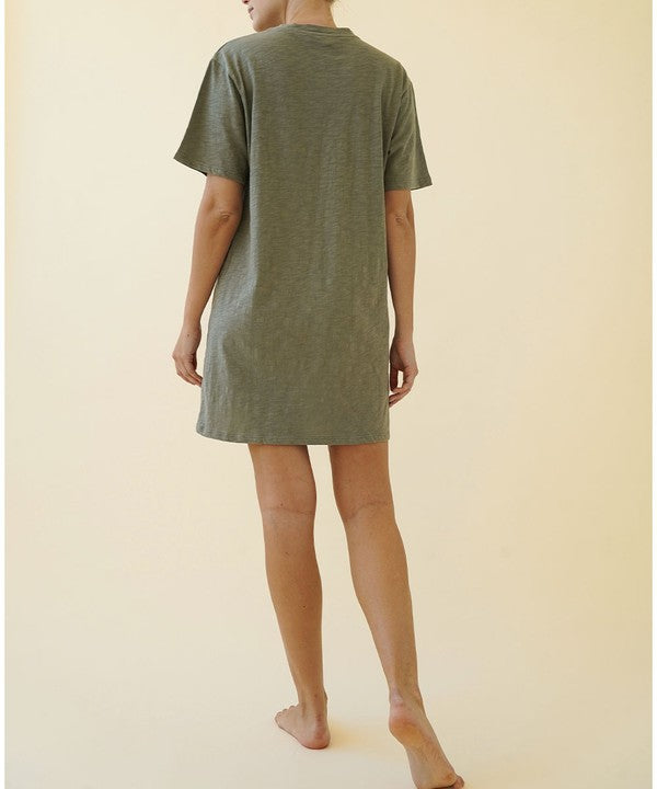 COTTON SLUB T SHIRTS DRESS-Charmful Clothing Boutique