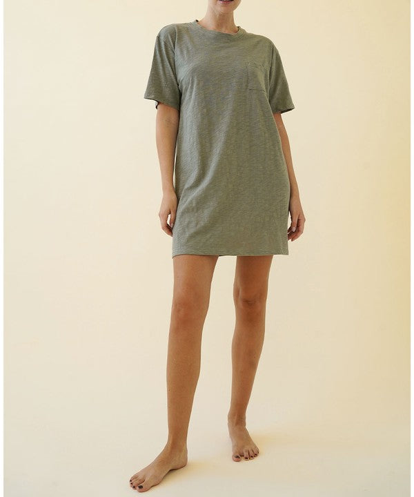 COTTON SLUB T SHIRTS DRESS-Charmful Clothing Boutique