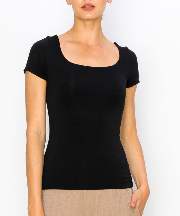 BAMBOO DOUBLE LAYERED CAP SLV TOP-Charmful Clothing Boutique