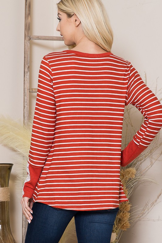 Front Twist Stripe Knit Top-Charmful Clothing Boutique
