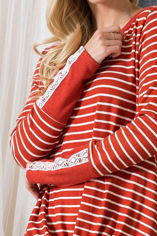 Front Twist Stripe Knit Top-Charmful Clothing Boutique