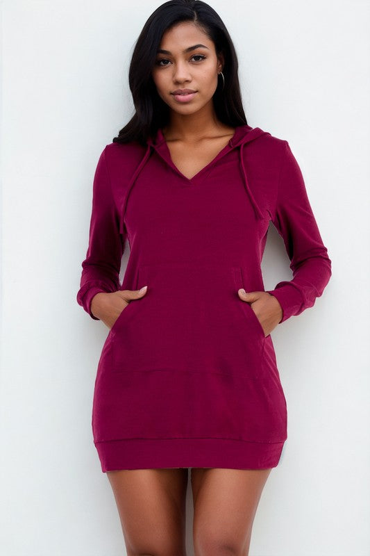 French Terry Hoodie Dress-Charmful Clothing Boutique