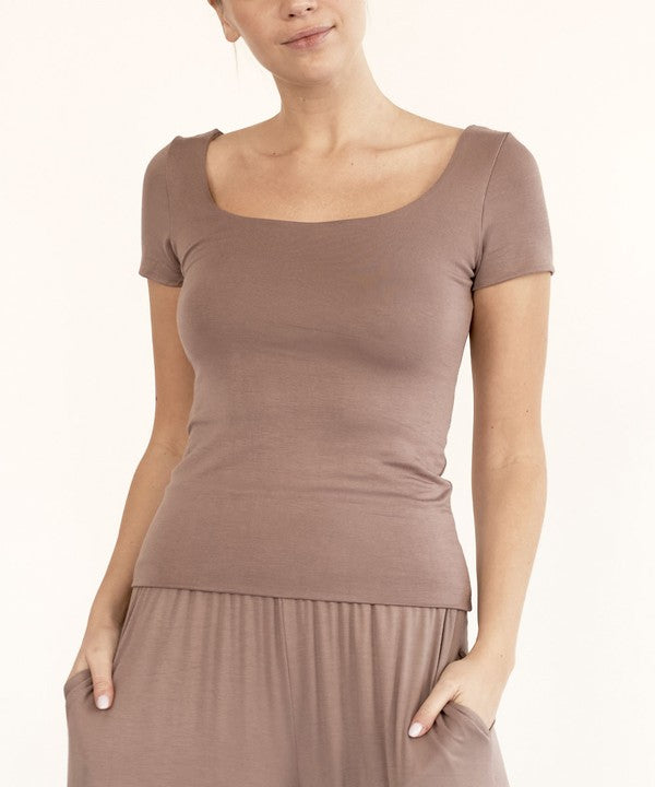 BAMBOO DOUBLE LAYERED CAP SLV TOP-Charmful Clothing Boutique