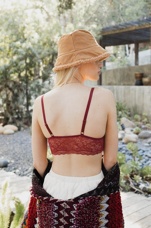 Velvet longline Lace Bralette-Charmful Clothing Boutique