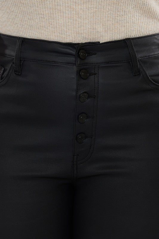 Kan Can Plus High Rise Coated Ankle Skinny Jeans-Charmful Clothing Boutique