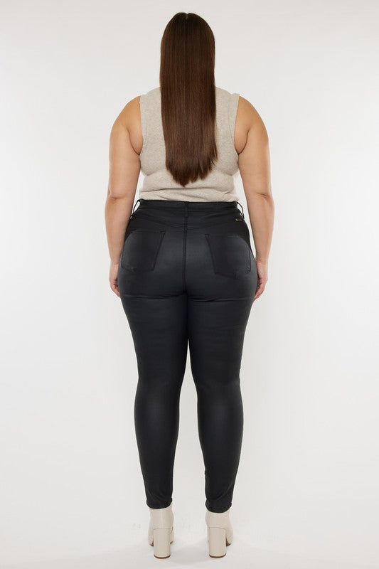 Kan Can Plus High Rise Coated Ankle Skinny Jeans-Charmful Clothing Boutique