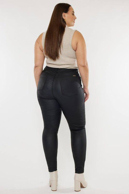 Kan Can Plus High Rise Coated Ankle Skinny Jeans-Charmful Clothing Boutique
