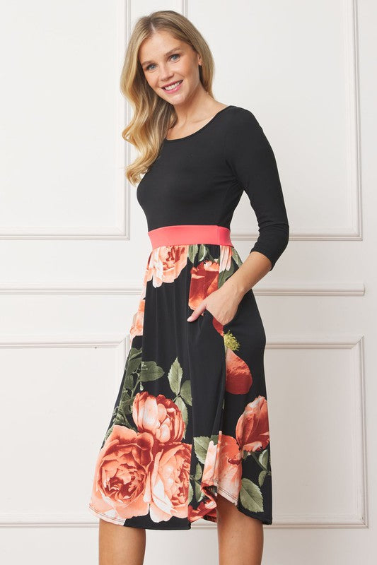 Curved Hem Band Midi Dress-Charmful Clothing Boutique