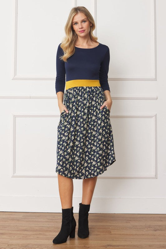 Curved Hem Band Midi Dress-Charmful Clothing Boutique