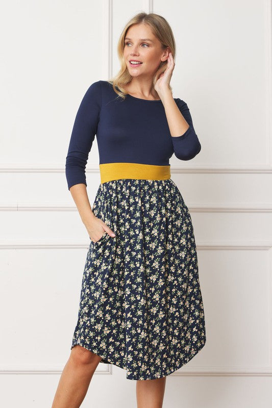 Curved Hem Band Midi Dress-Charmful Clothing Boutique