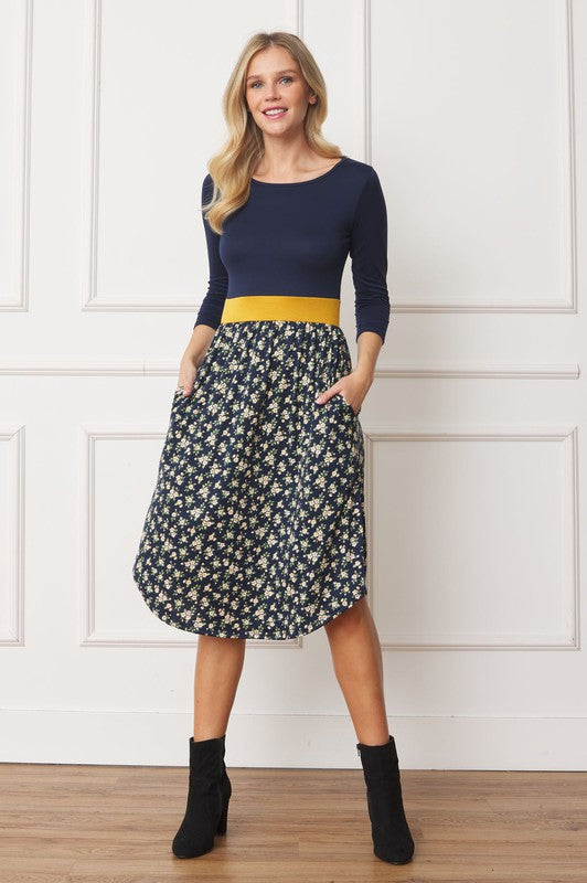 Curved Hem Band Midi Dress-Charmful Clothing Boutique