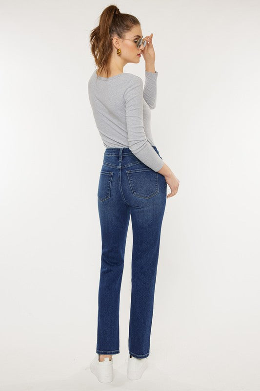High Rise Slim Straight Jeans-Charmful Clothing Boutique