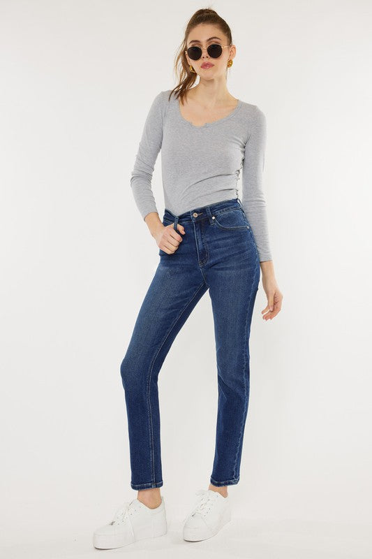 High Rise Slim Straight Jeans-Charmful Clothing Boutique