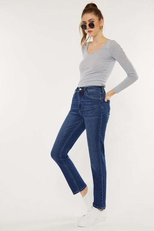 High Rise Slim Straight Jeans-Charmful Clothing Boutique